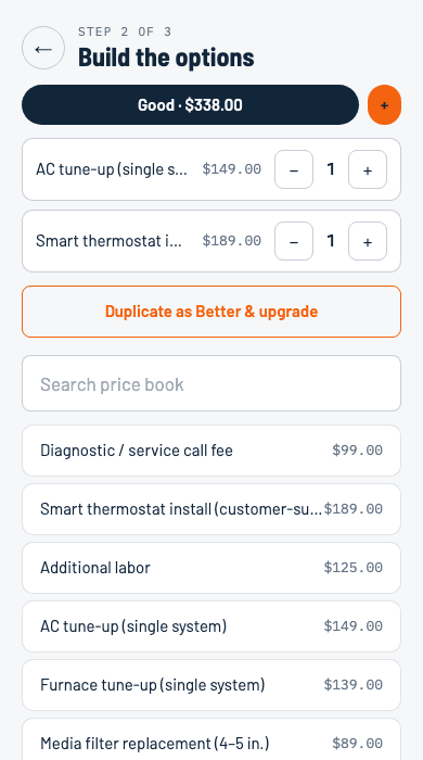 Quote Builder in the live Ventoxy app